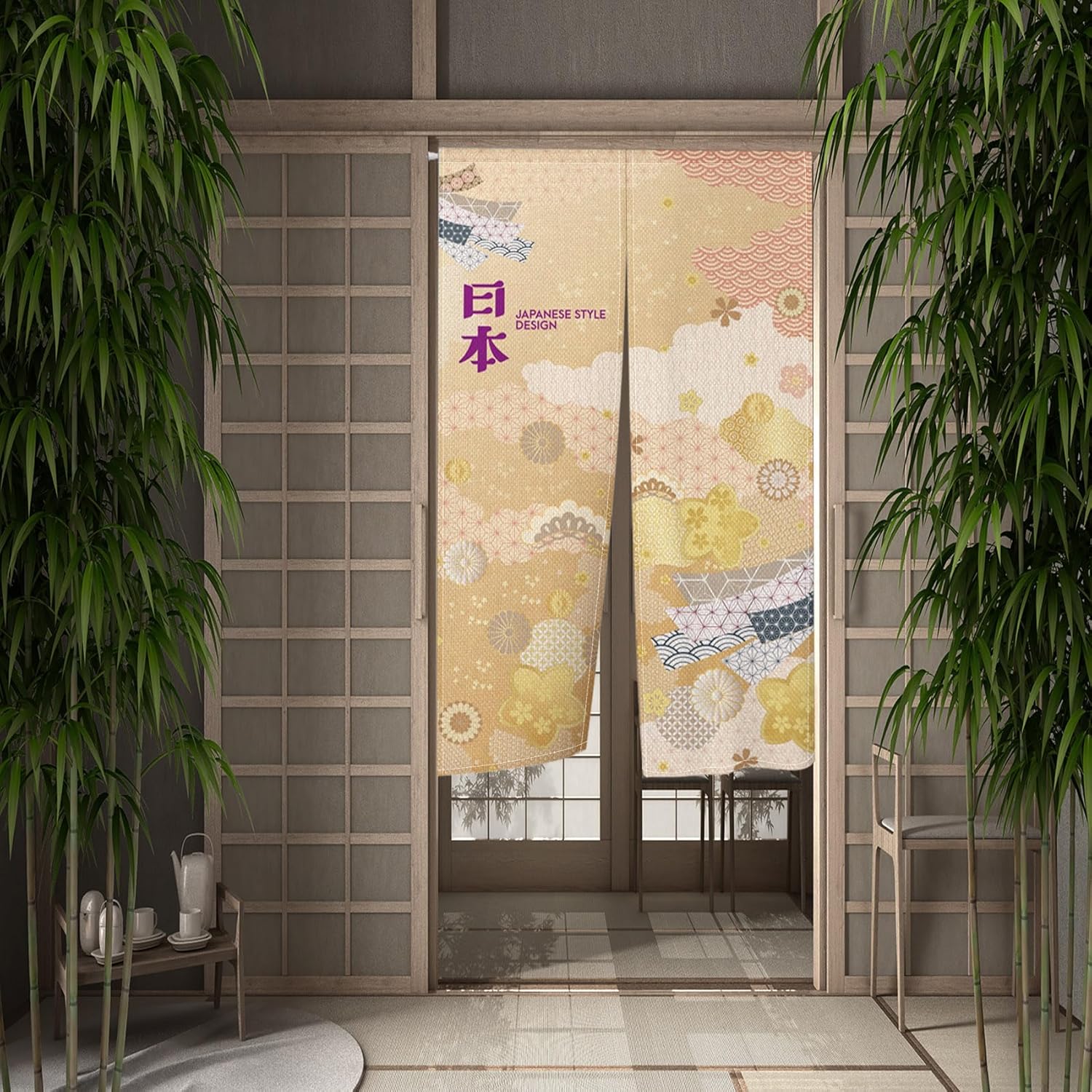 Japanese Style Noren Curtain for Doorway and Wall Privacy