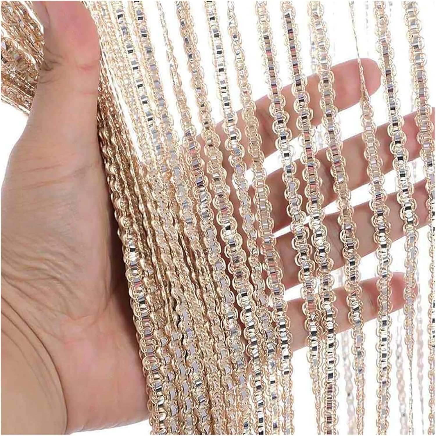 String Curtains Flash Line Shiny Tassel Door Divider Blue 100x200cm
