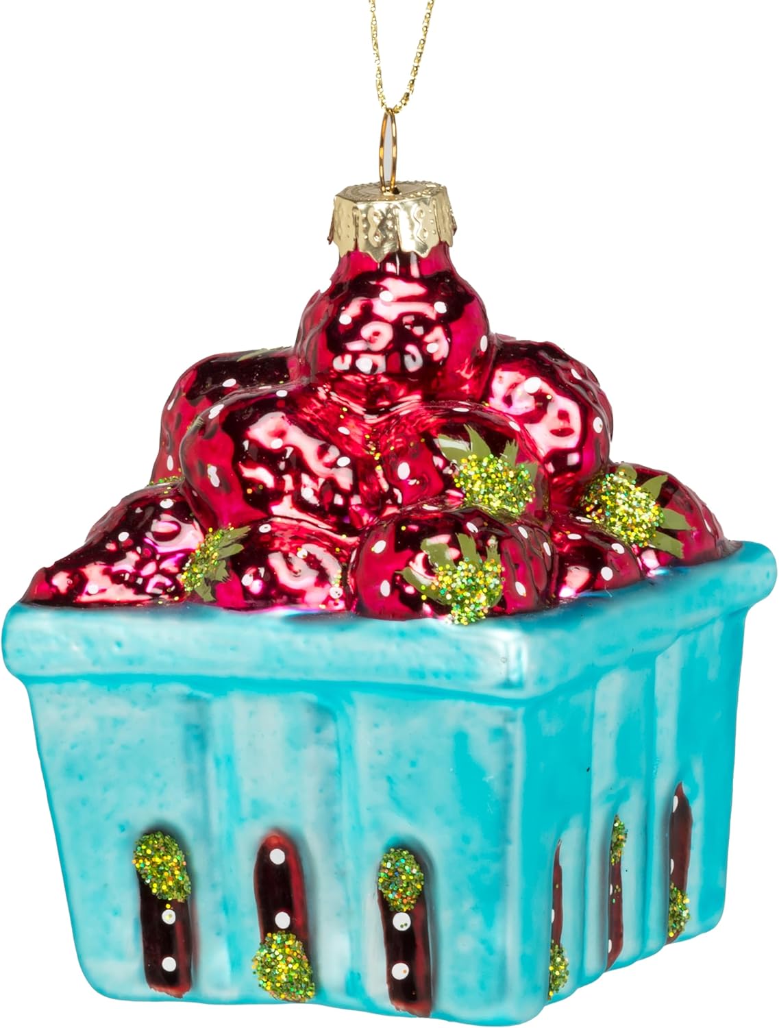 Abbott Collection Strawberry Pint Ornament Glass 3 Inch Height