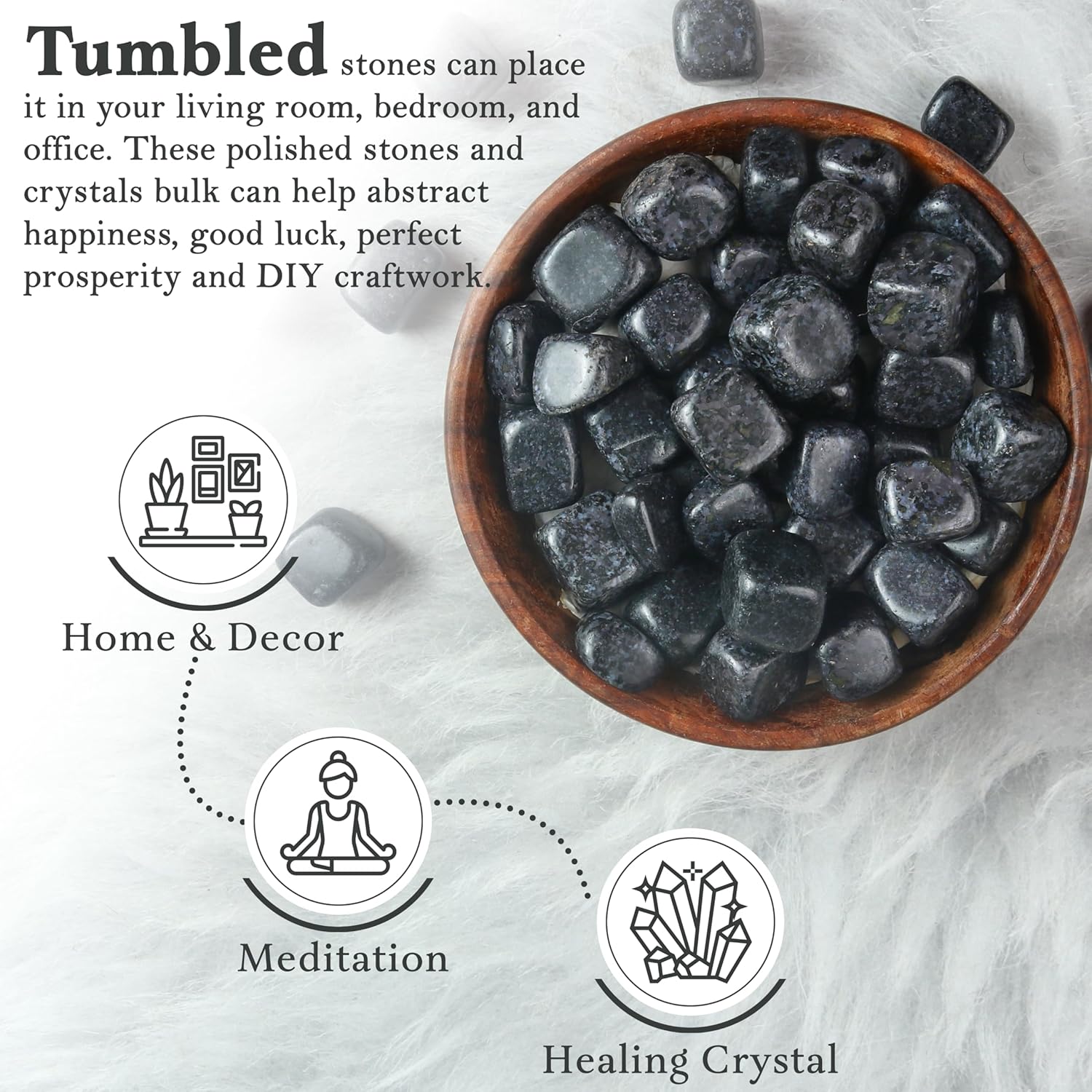 Crocon Indigo Gabbro Tumbled Stones Crystal Kit 1LB 20-25mm