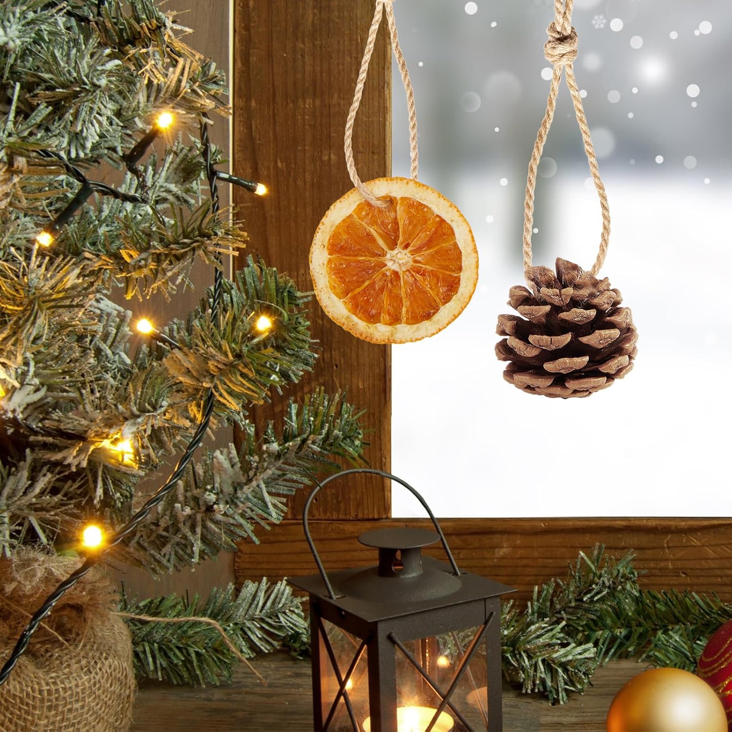 40Pcs Natural Christmas Tree Ornaments DIY Decor Set
