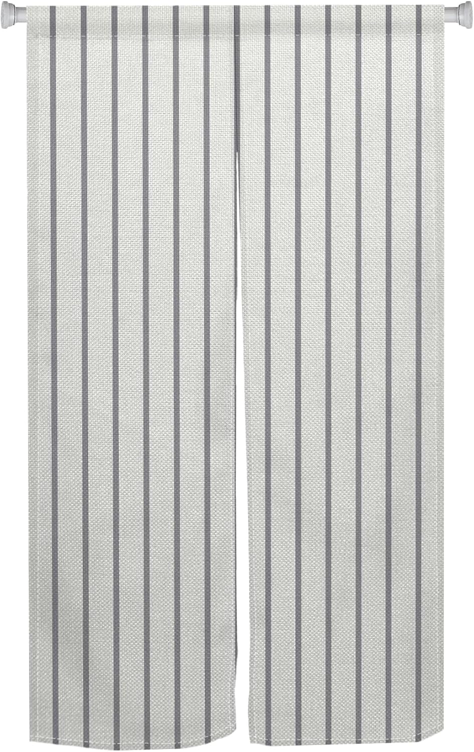 Japanese Style Noren Door Curtain with White Black Stripe