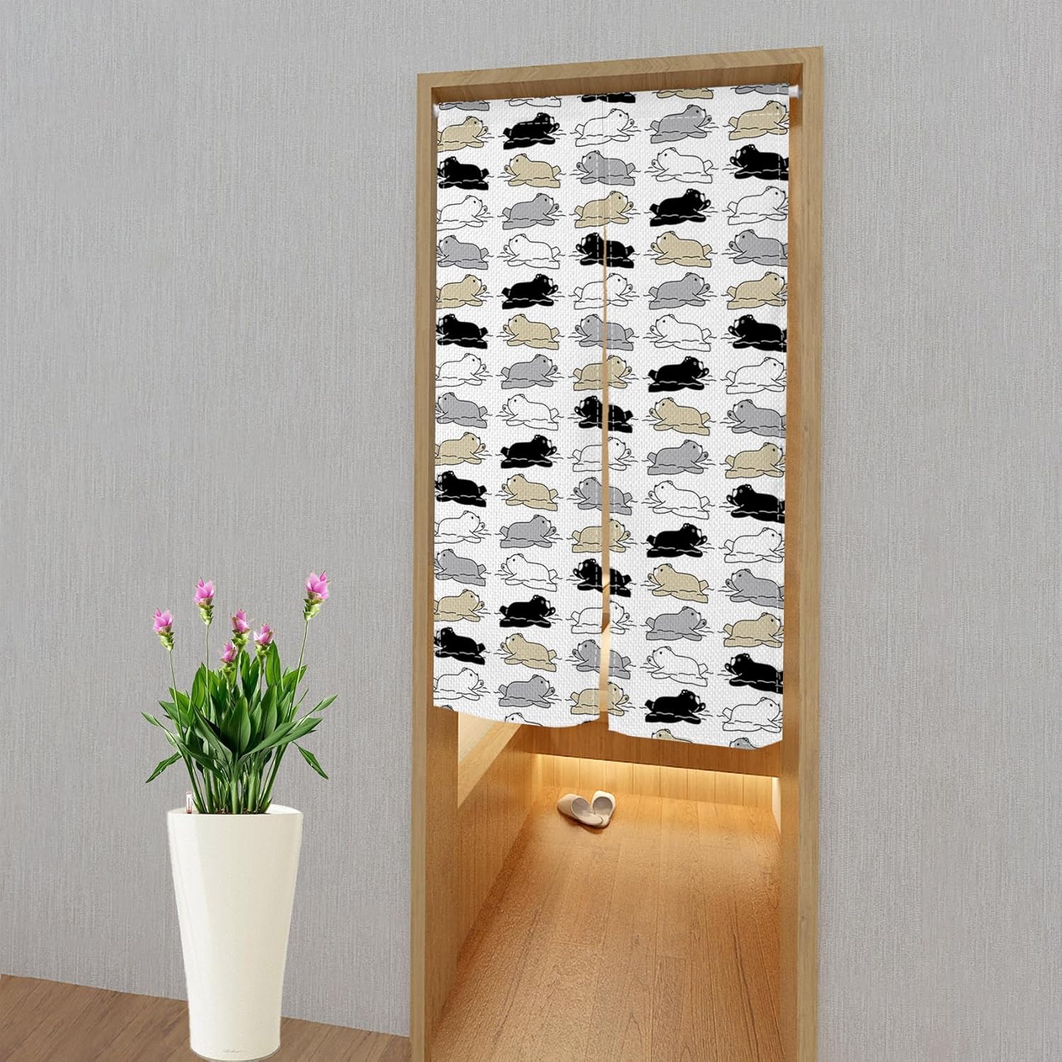 Leowefowa Japanese Noren Door Curtain with Funny Animal Print