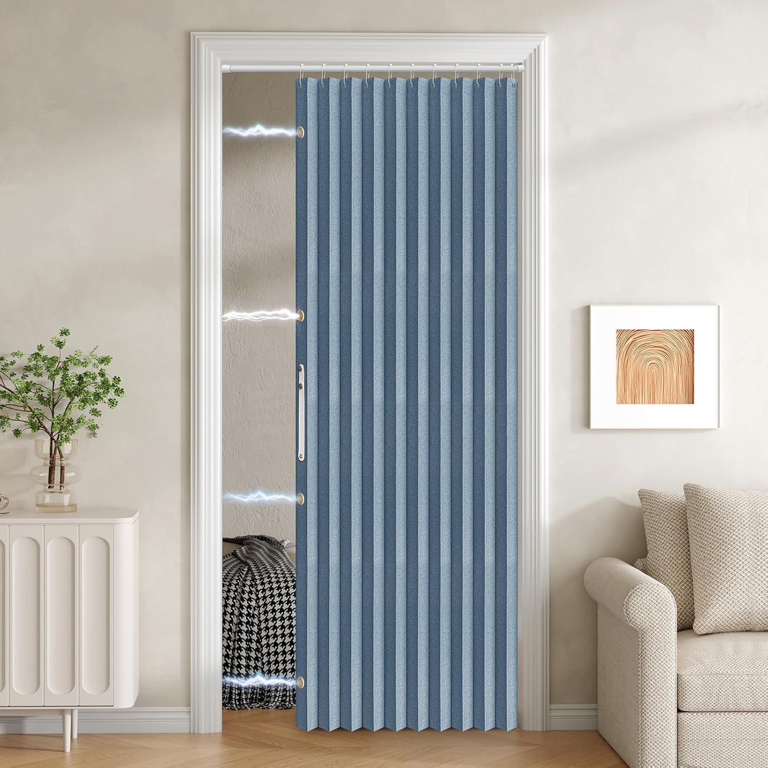 Jilron Blackout Folding Door Curtain with Magnetic Closure - 1 Panel