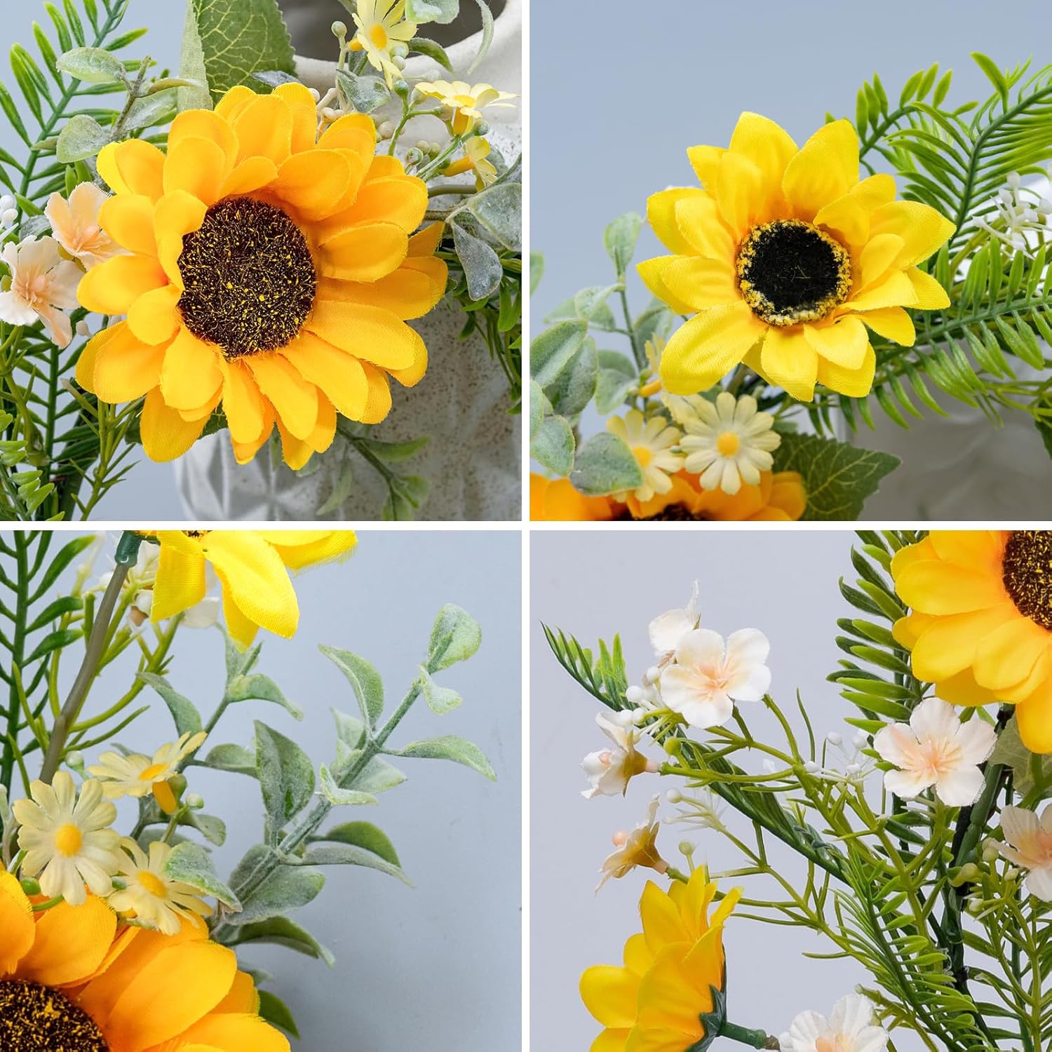 KHOYIME 13 Inch Sunflower Door Wreath All Season Decor