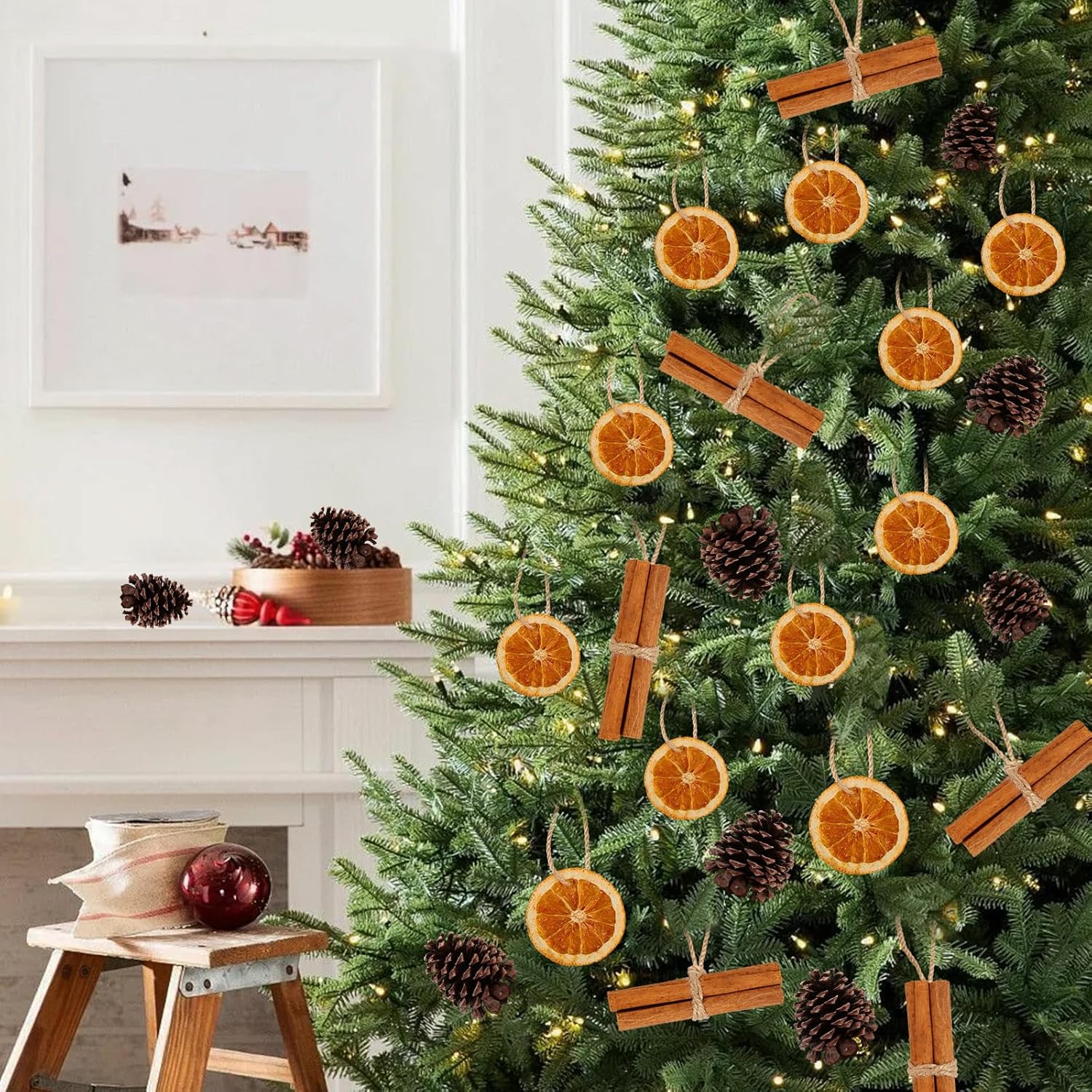 40Pcs Natural Christmas Tree Ornaments DIY Decor Set