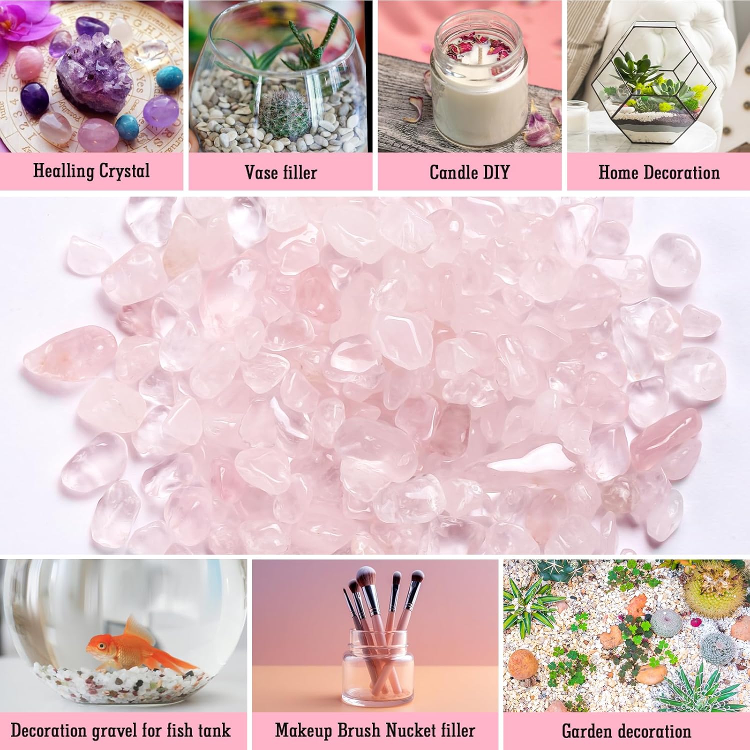 Naler 1lb Rose Quartz Crystals for DIY and Decorations
