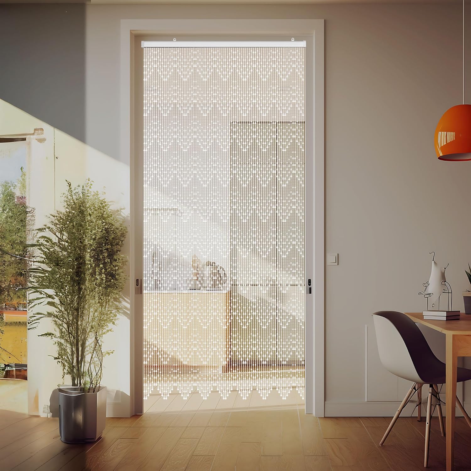 Crystal Beaded Curtain 355 x 79 Inches White Wave Pattern