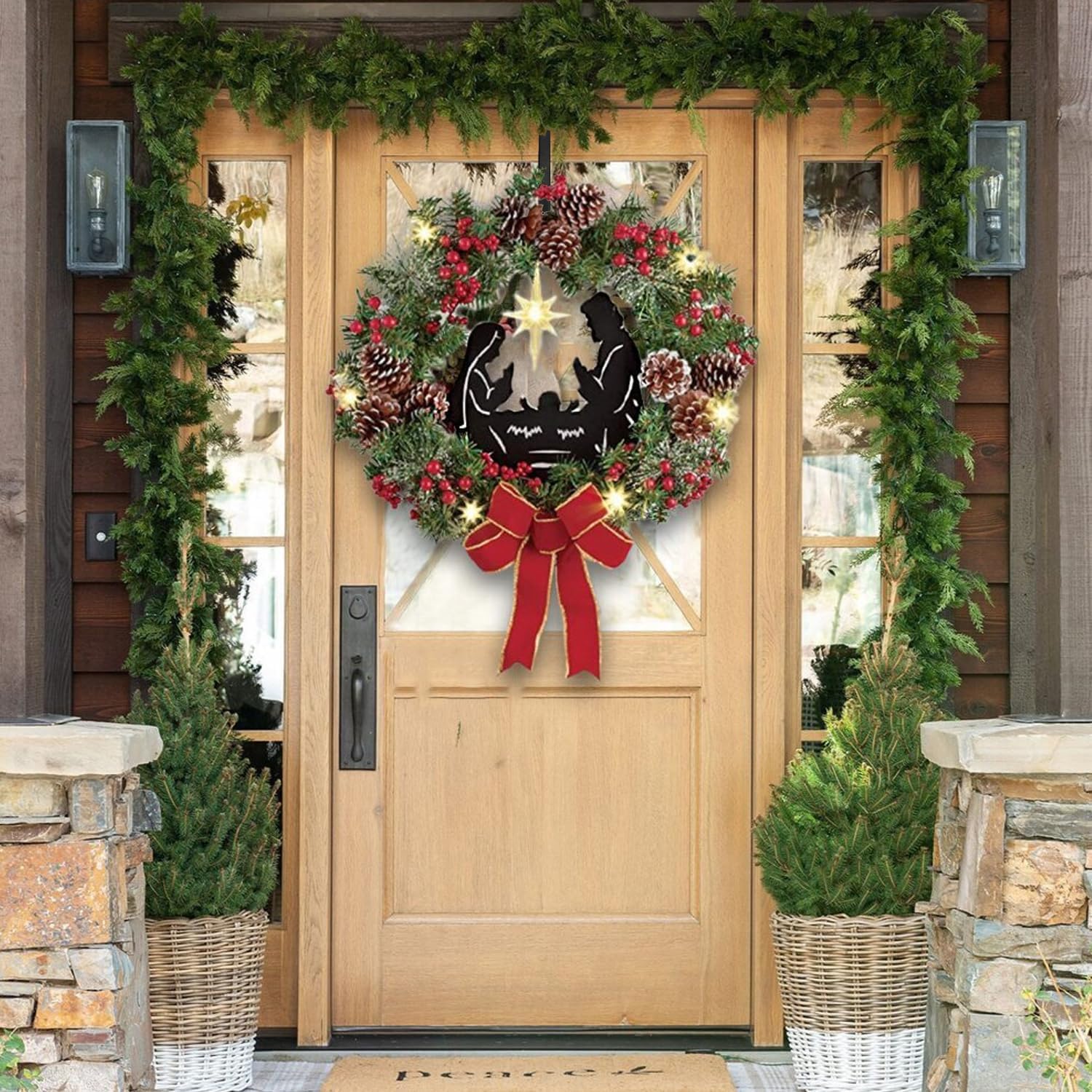 Adjustable Black Metal Wreath Door Hanger for Front Door