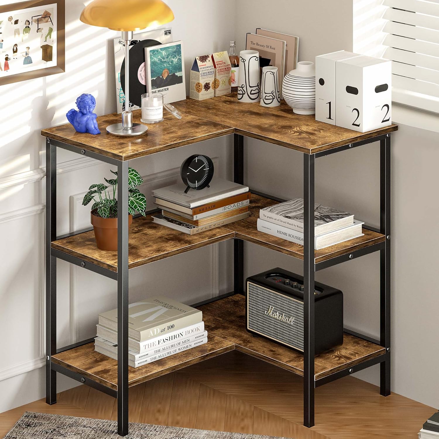 VECELO Corner Cabinet Table 3 Tier Storage Stand