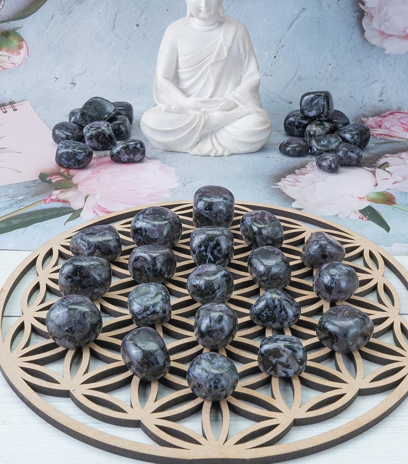 Crocon Indigo Gabbro Tumbled Stones Crystal Kit 1LB 20-25mm