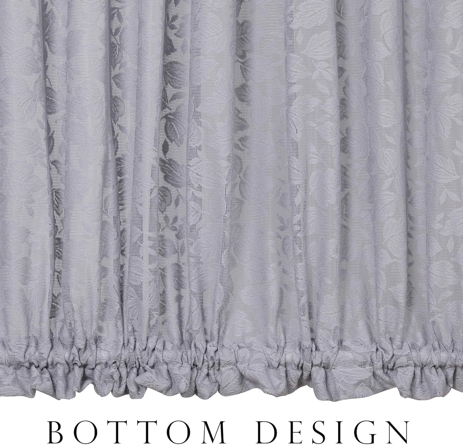 Grey Leaf Lace French Door Curtains 72 2 Pack