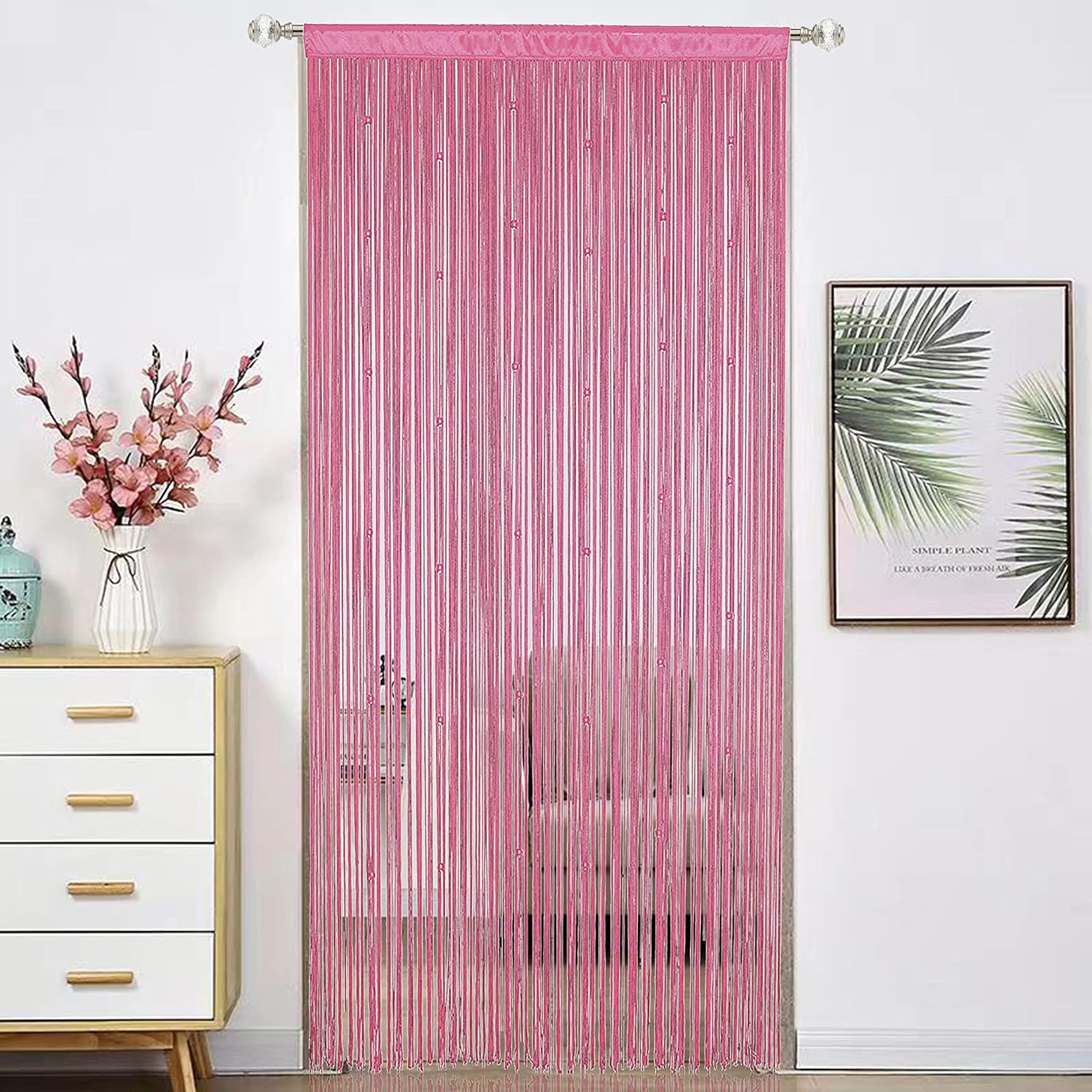 Beaded Curtain Pink 100x200cm for Door Decor