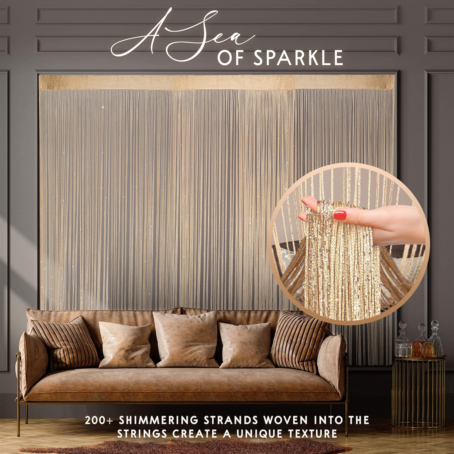 Glitter String Curtains 2 Pack - Gold Sequin Sparkle Decor