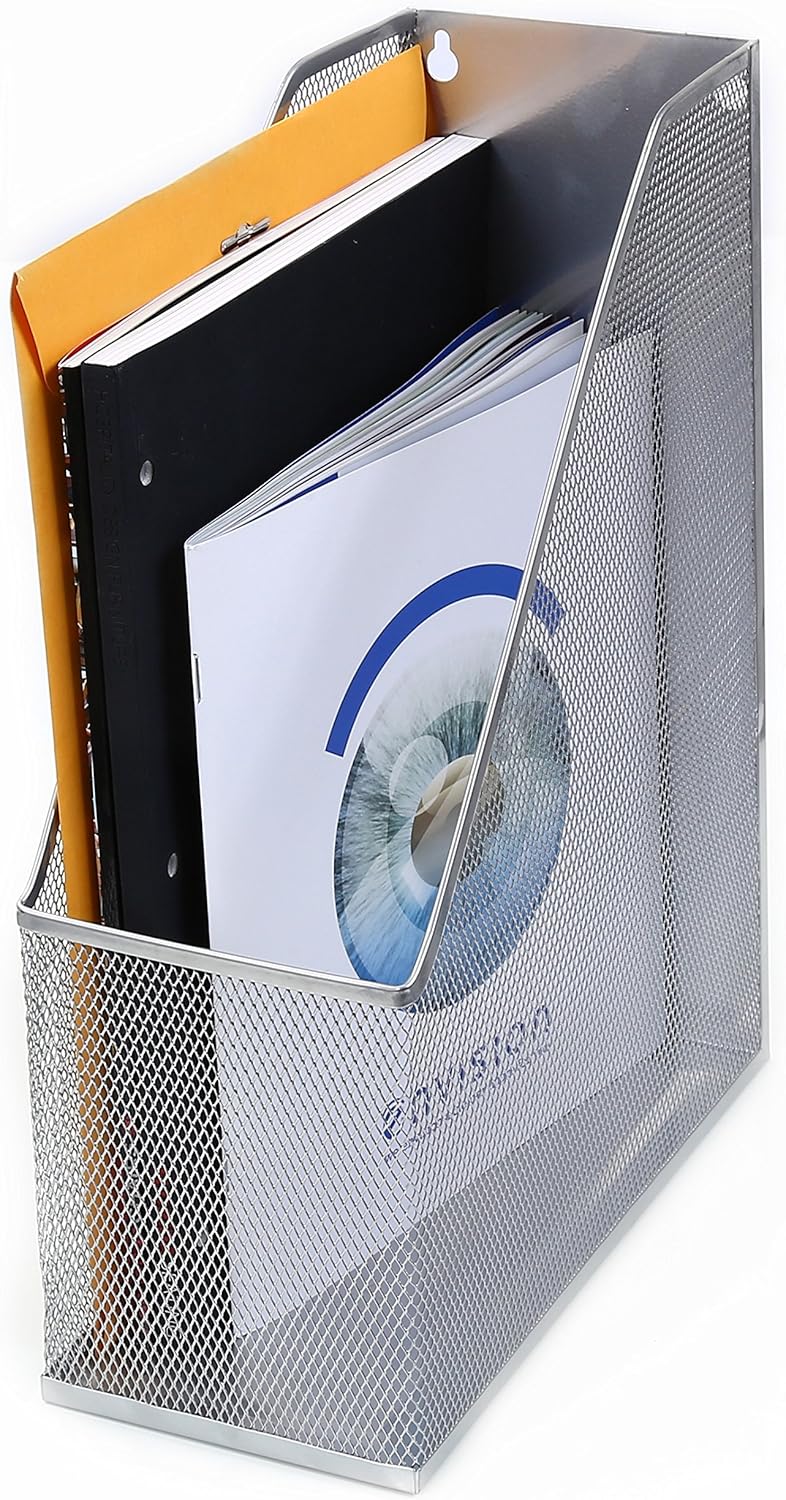 YBM HOME Mesh Steel Magazine Rack with Extra Wide Storage