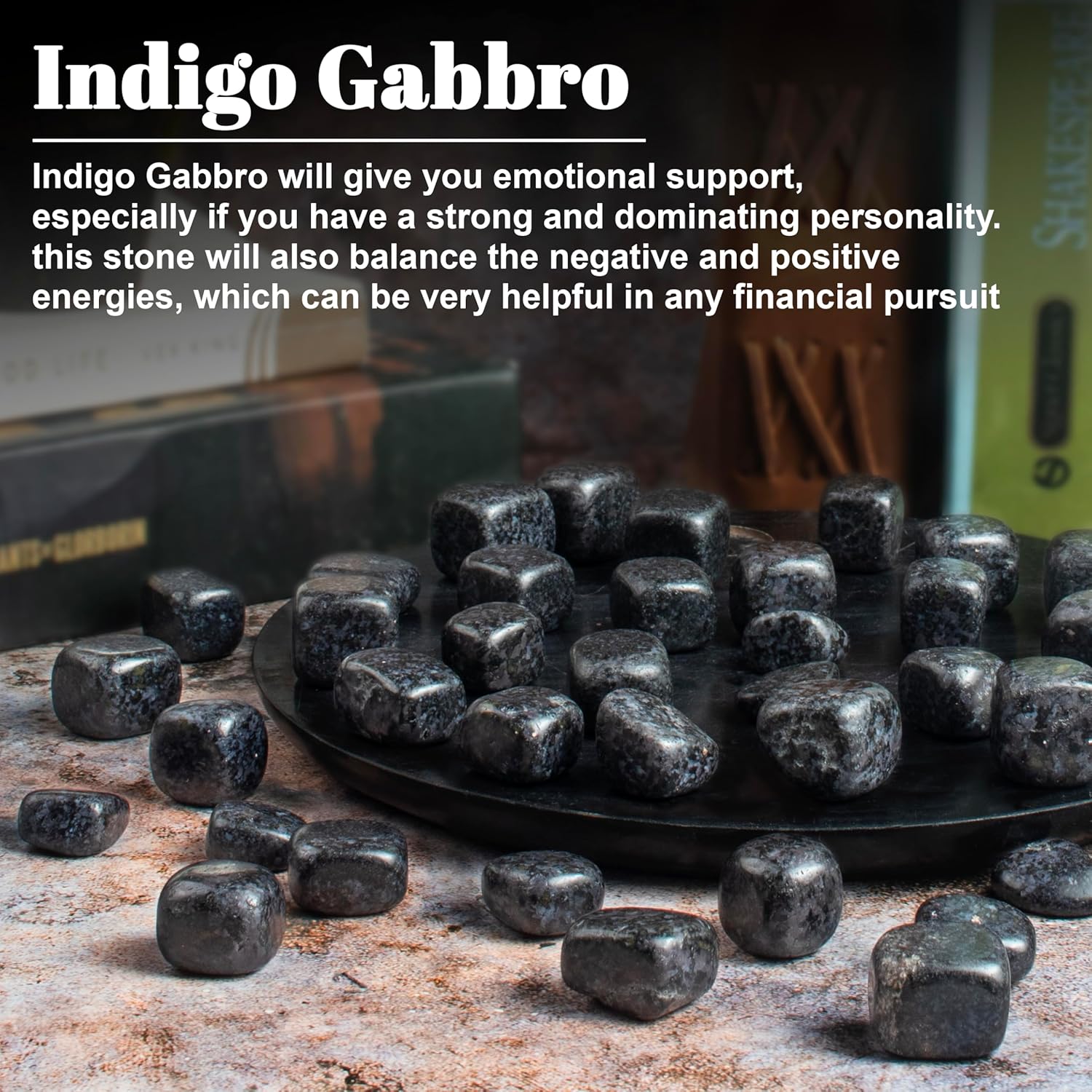 Crocon Indigo Gabbro Tumbled Stones Crystal Kit 1LB 20-25mm