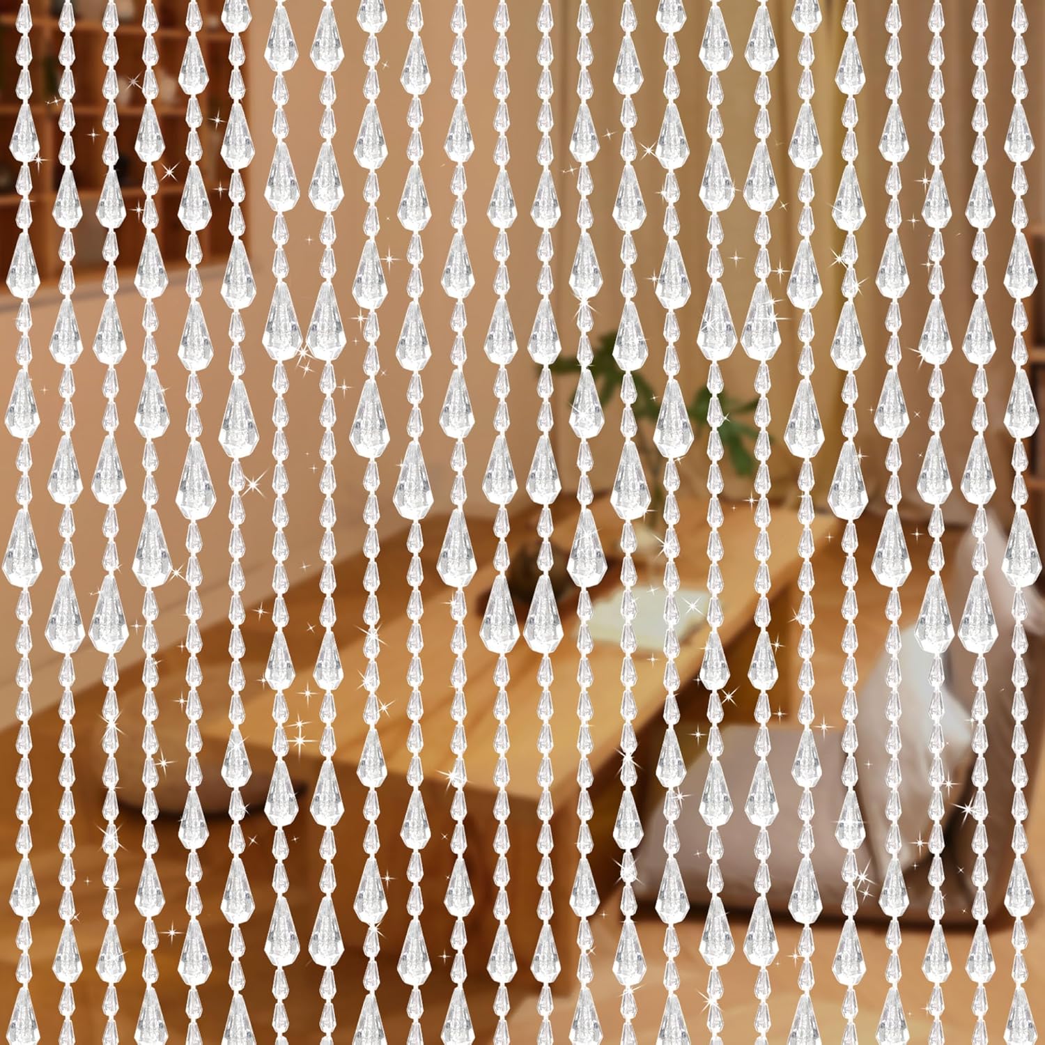 Crystal Beaded Curtain 355 x 79 Inches White Wave Pattern