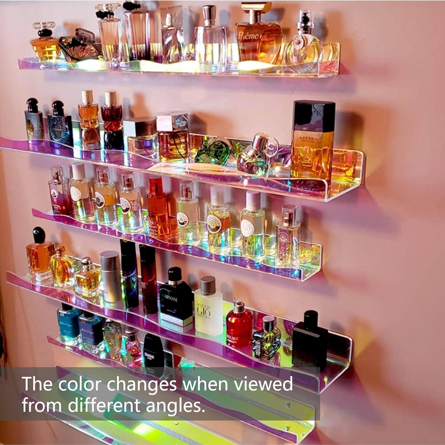 YMVV Iridescent Clear Floating Wall Shelf 4 Pack