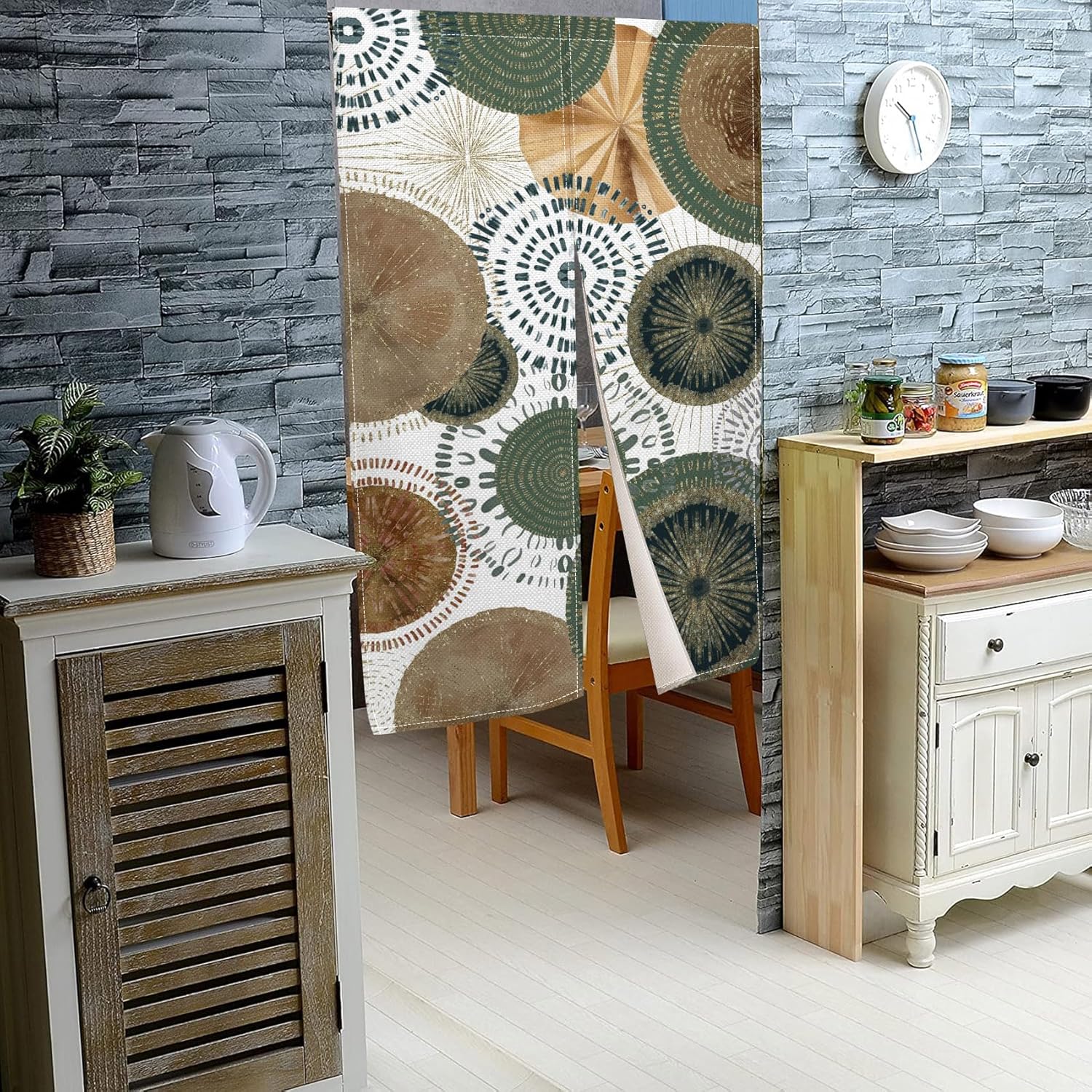 Traditional Japanese Door Curtain Kiwifruit Print 335x709 Inch Panel
