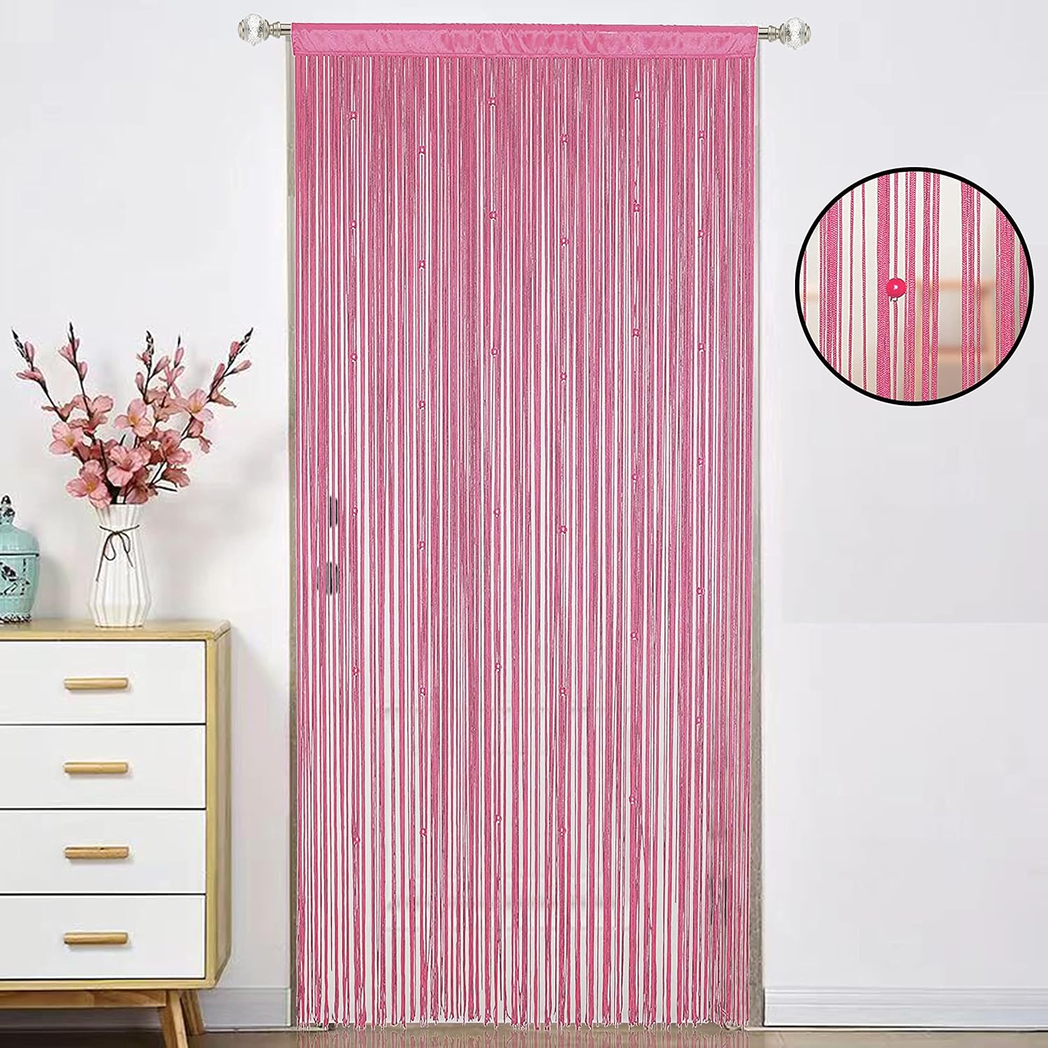 Beaded Curtain Pink 100x200cm for Door Decor