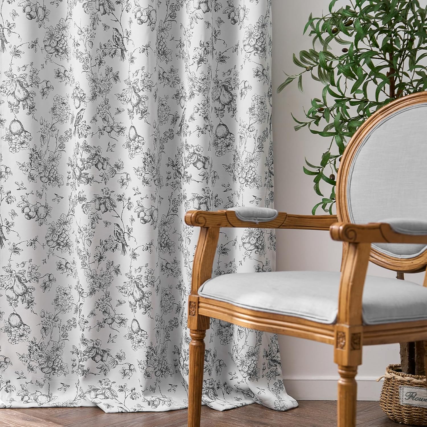 JINCHAN 95 Blackout Floral Curtains 84 Inches 2 Panels