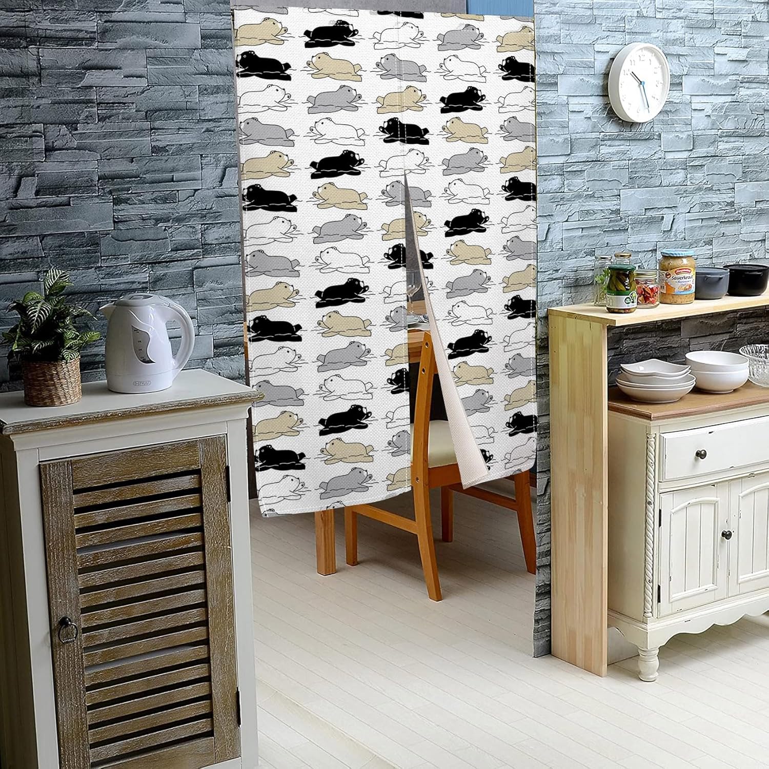Leowefowa Japanese Noren Door Curtain with Funny Animal Print