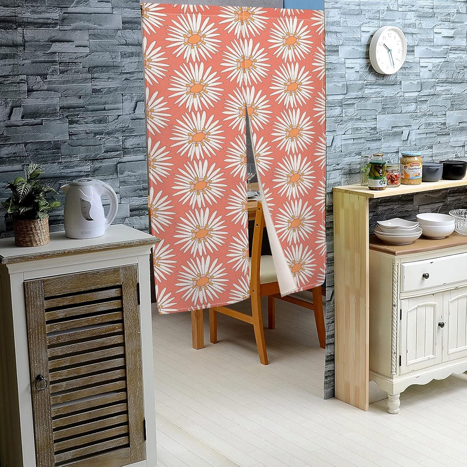 Japanese Noren Door Curtain with Flower Petals Design