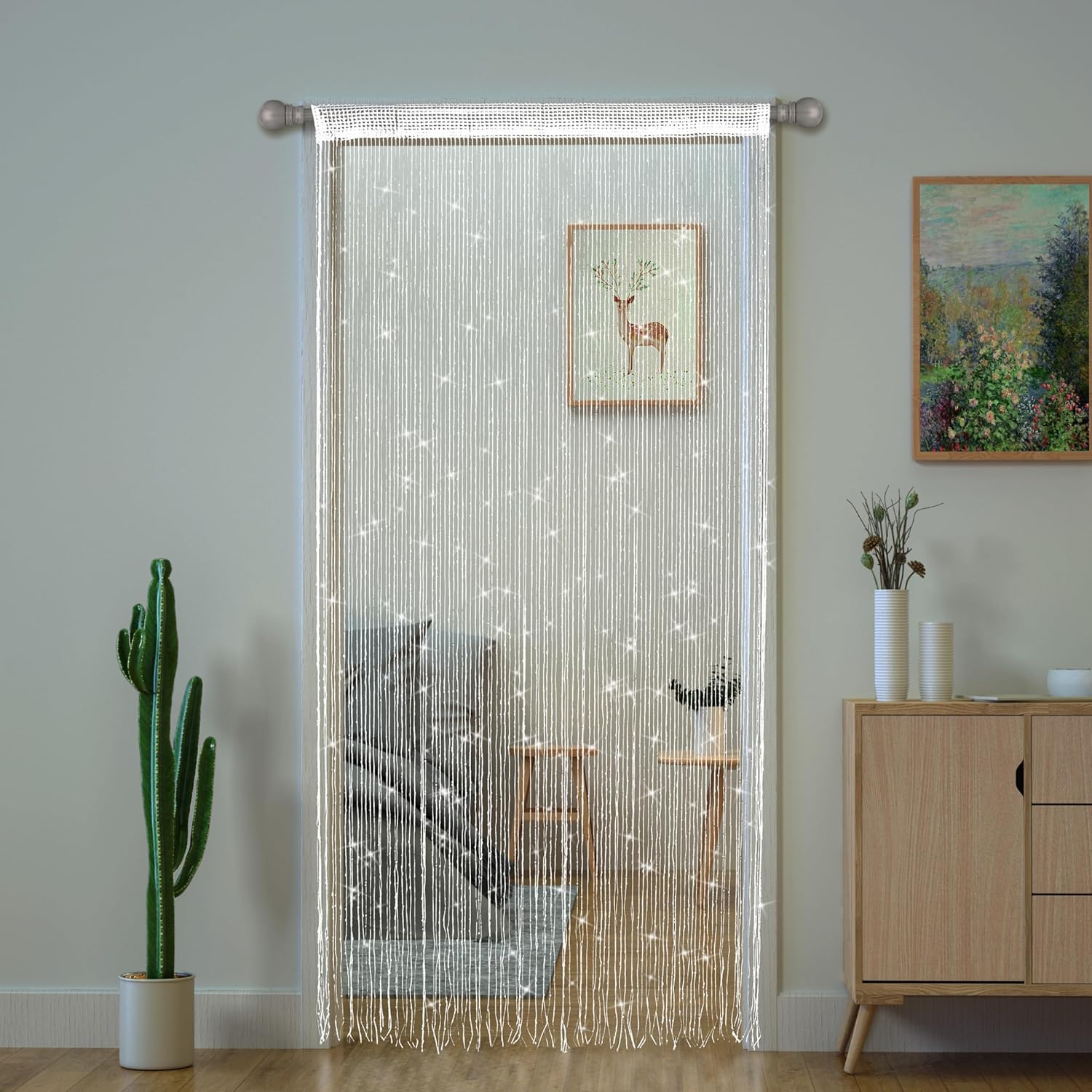 Glitter Beaded Curtain Panel for Windows Doorway