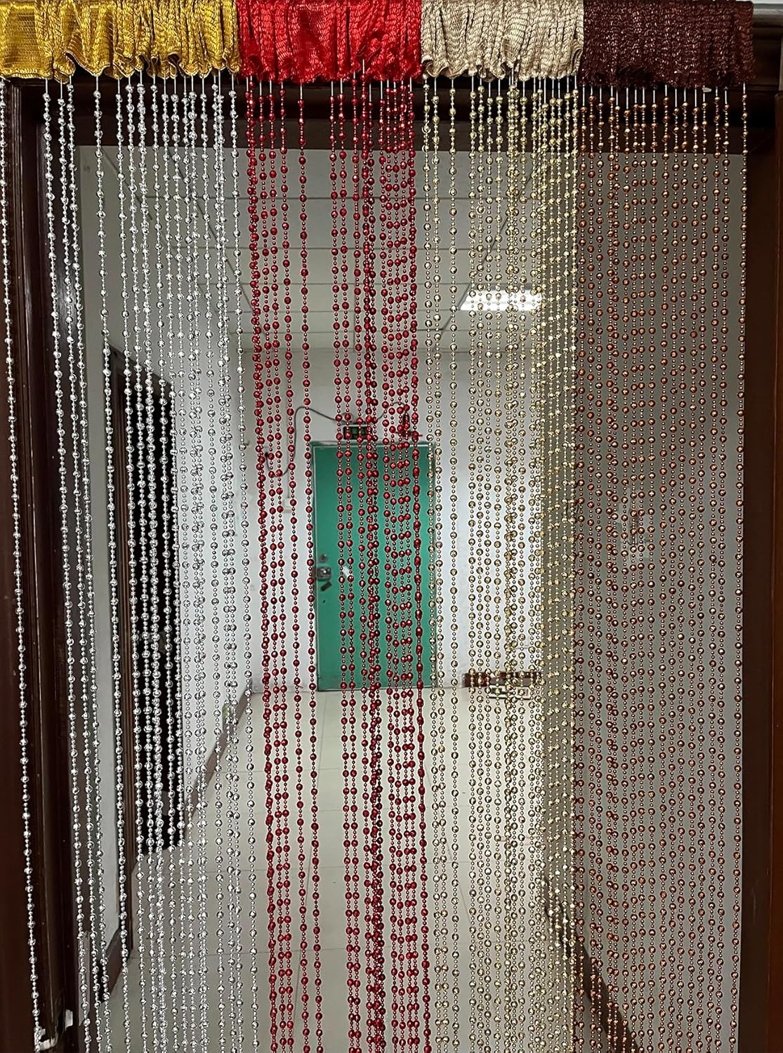 ZideTang Sparkling Plated Plastic Diamond Beaded Door Curtain Panel Red