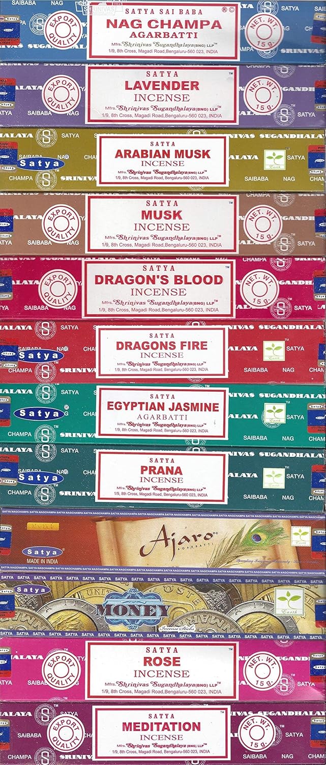Satya Bangalore Set of 12 Incense Sticks Variety Pack