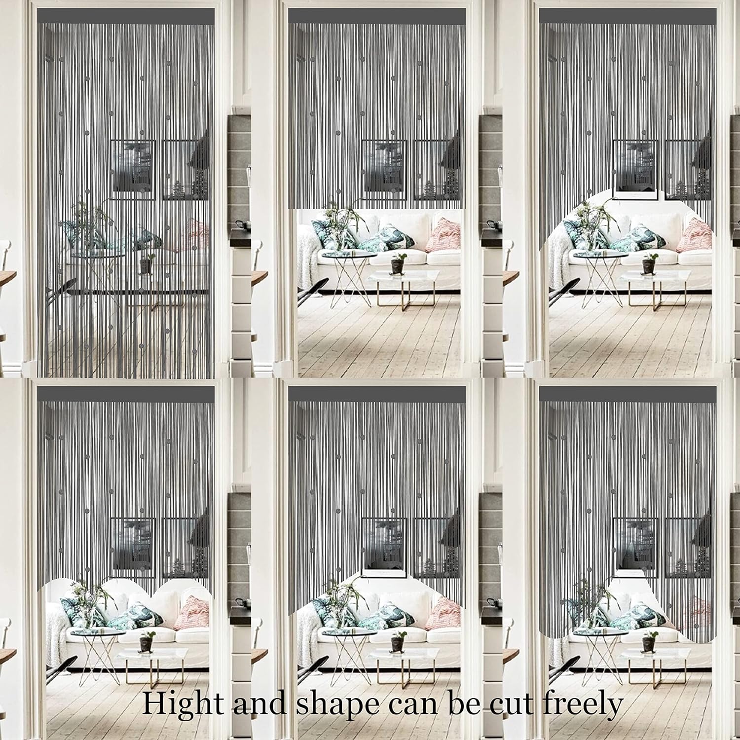 Beads Curtain Door String Curtains for Bedroom Closet Drapes Grey 39x110in