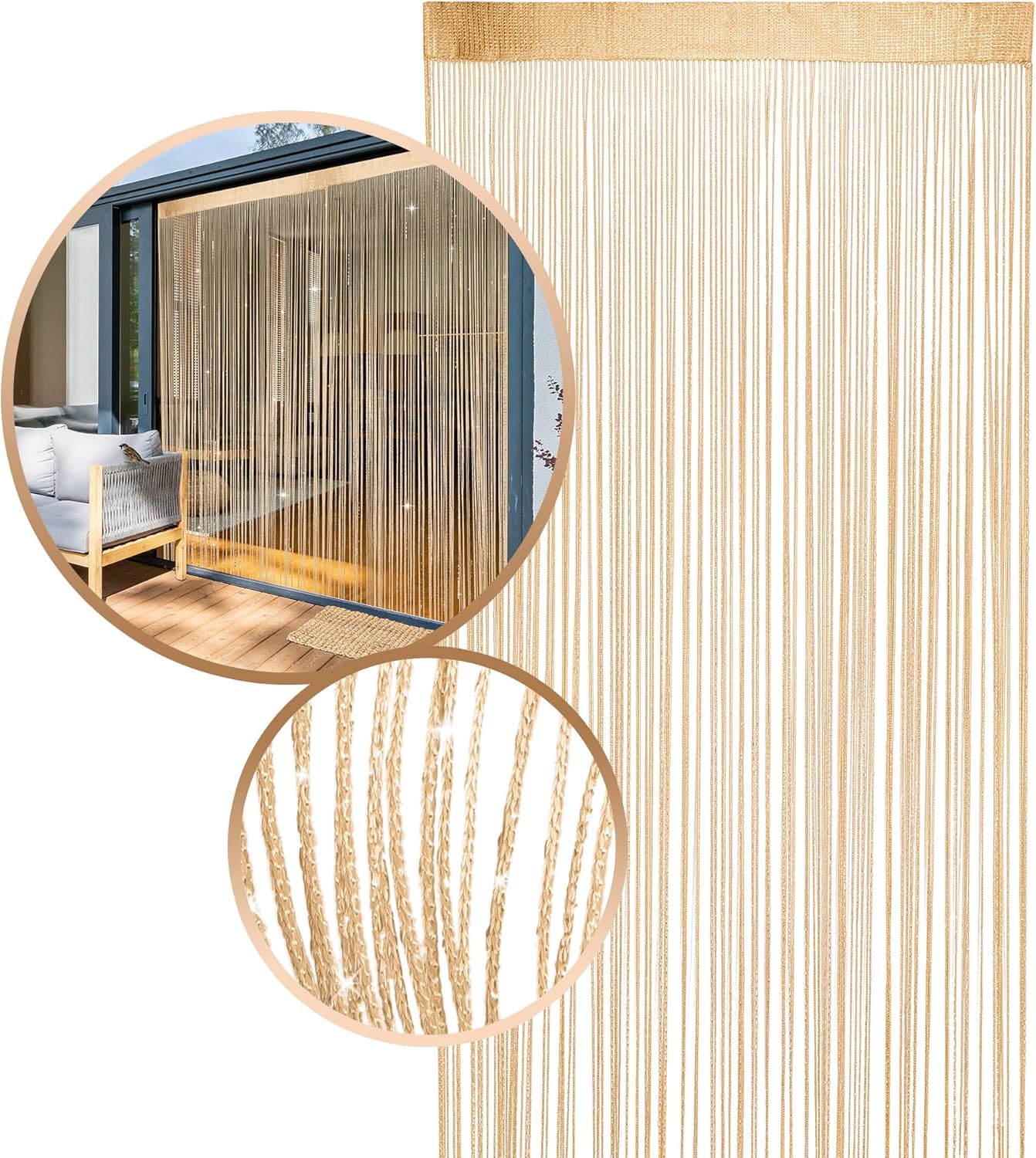 Glitter String Curtains 2 Pack - Gold Sequin Sparkle Decor