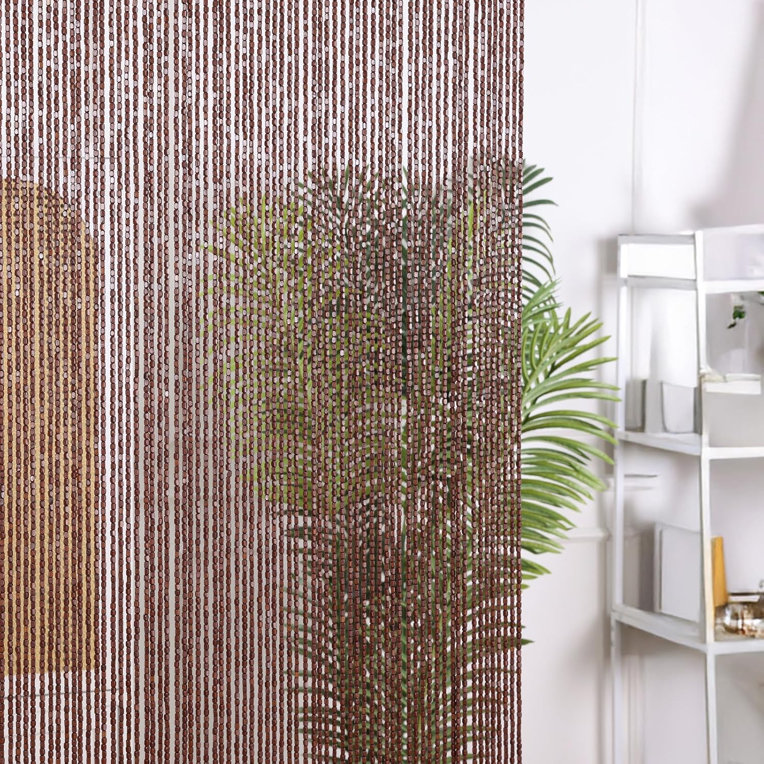 BECHAEO Bamboo Beaded Curtain 90 Strands Brown