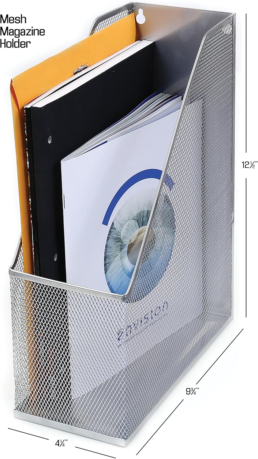 YBM HOME Mesh Steel Magazine Rack with Extra Wide Storage