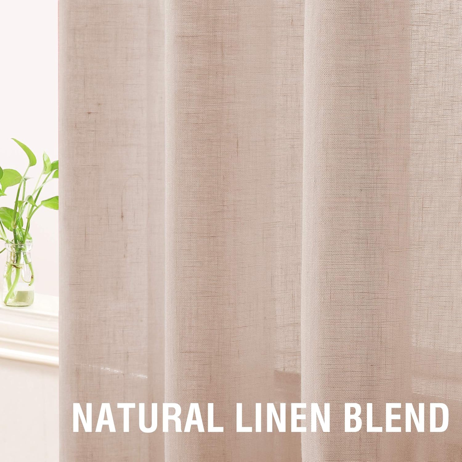 HVERSAILTEX Linen Sheer Curtains 84 Inch Long