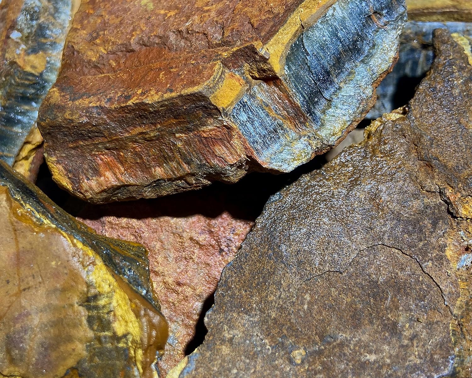Rough Blue Tiger Eye Stones - 1 Pound