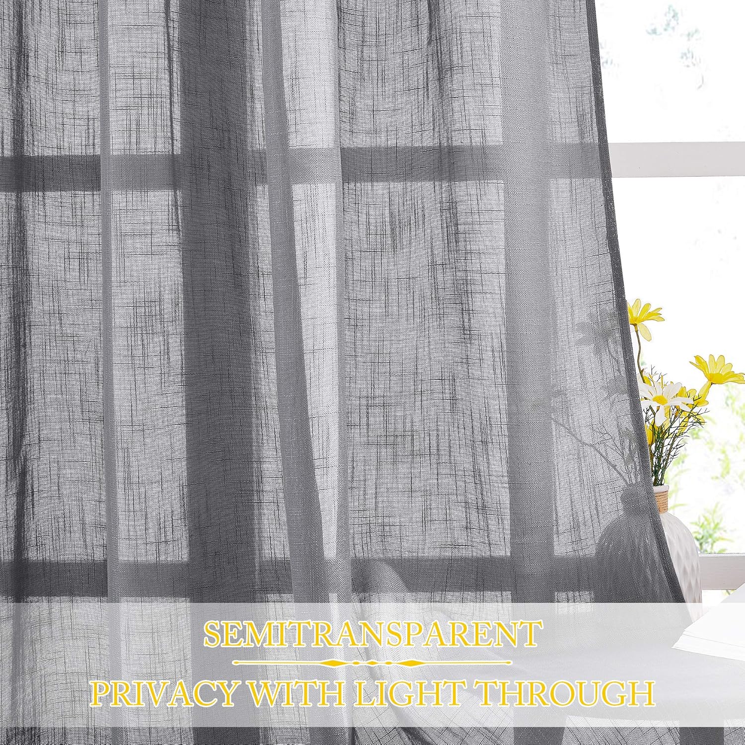 NICETOWN Linen Textured Window Curtain with Grommet Top