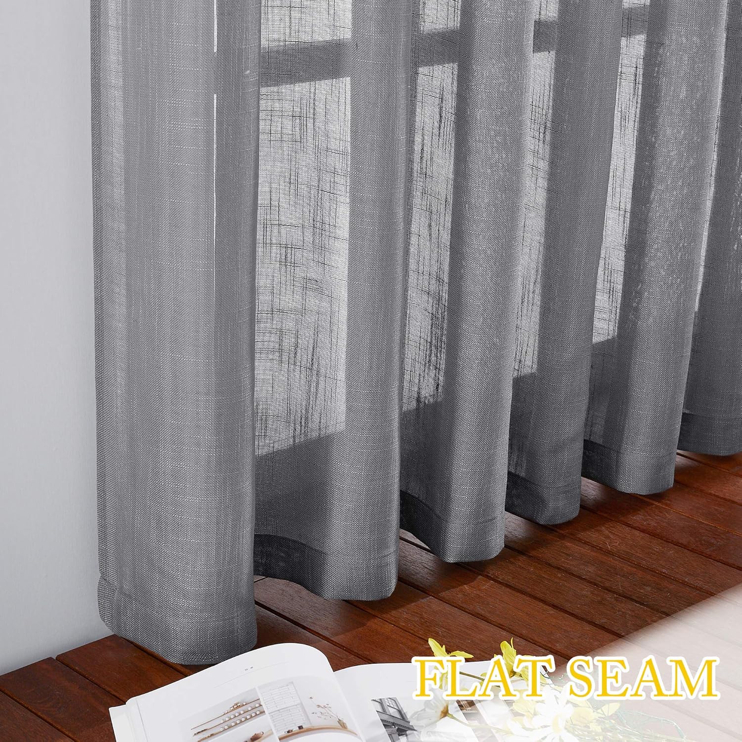 NICETOWN Linen Textured Window Curtain with Grommet Top
